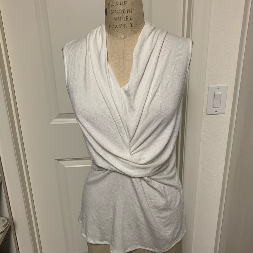 Halston Heritage White Draped Blouse